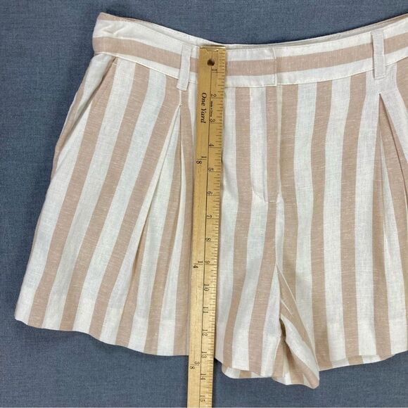 Draper James Linen Shorts Sz 0 Tan White Beige Stripes Lightweight Summer Beach - Picture 7 of 9
